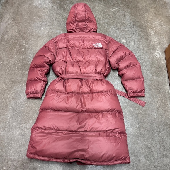 The North Face Women’s Nuptse Belted Long Parka Wild Ginger NF0A5GIM6R4 - Picture 4 of 8